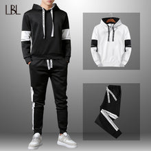 Load image into Gallery viewer, LBL Patchwork Men's Tracksuit Sportswear Autumn Mens Hoodie Set Spring Fashion Letter Printed Sweatsuit Male Trainingspak Mannen